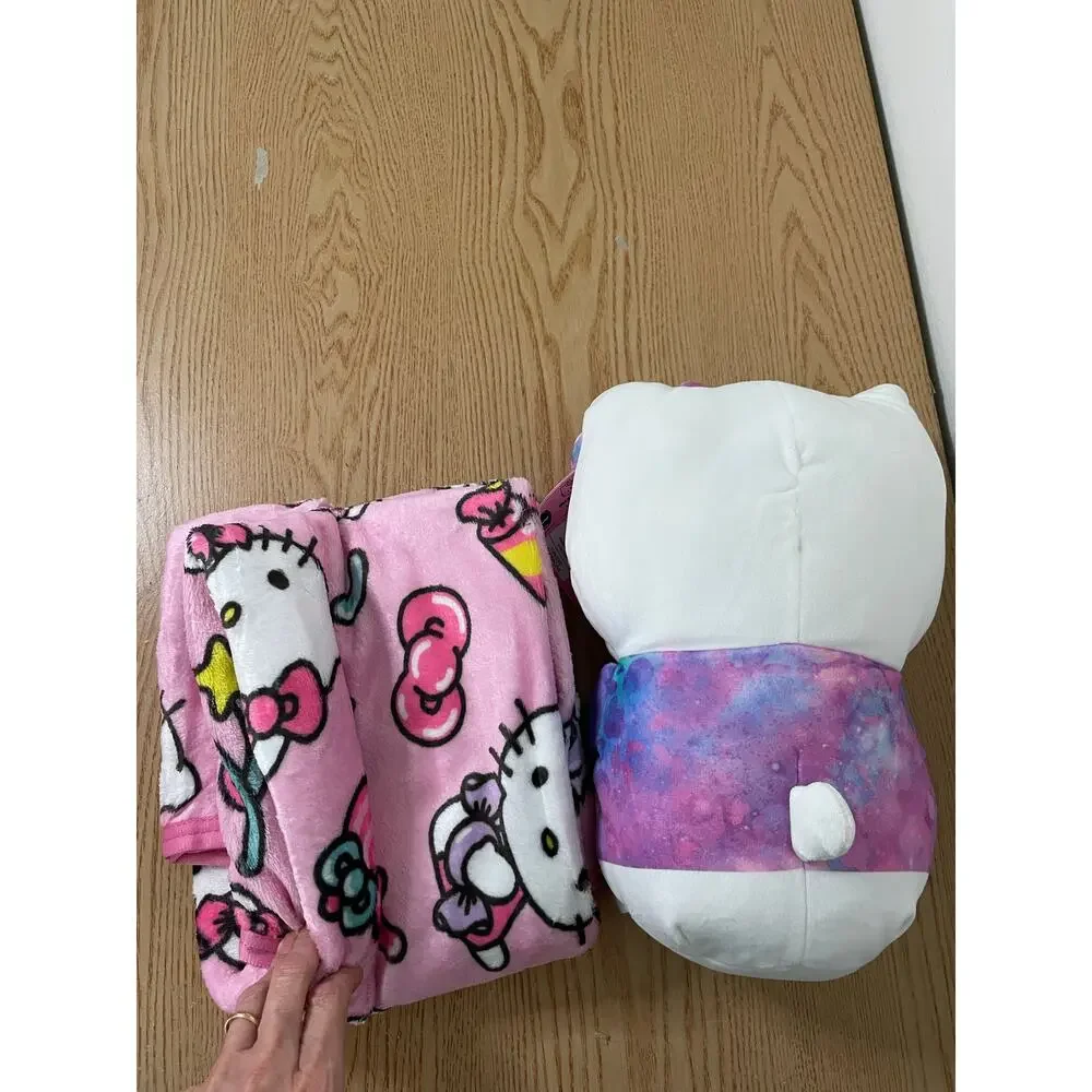 New Kids or Adults 2Pc Hello Kitty Character Cloud Pillow & Throw Set 40”x50”